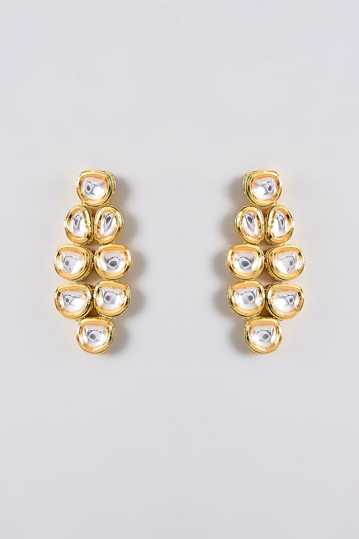Gold Finish Kundan Polki Handcrafted Necklace Set by Amreli Jaipur at Pernia's Pop Up Shop