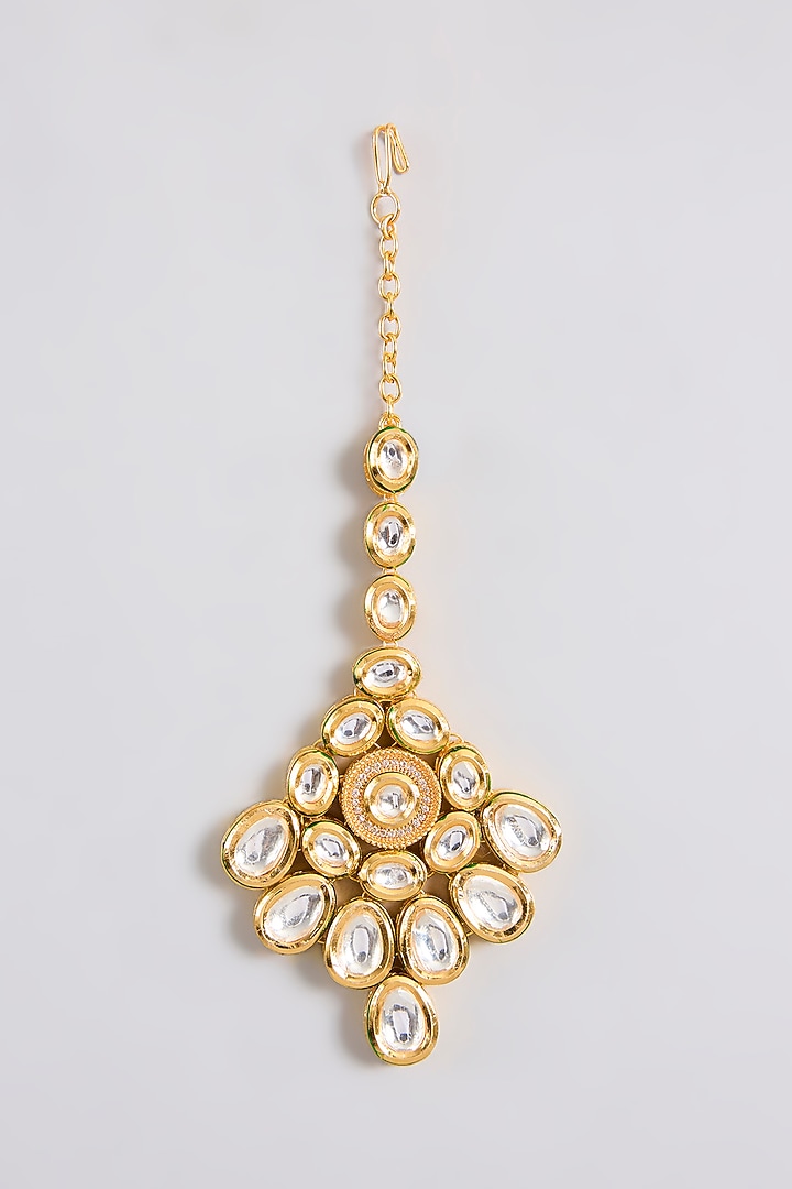 Gold Finish Kundan Polki Handcrafted Choker Necklace Set by Amreli Jaipur at Pernia's Pop Up Shop