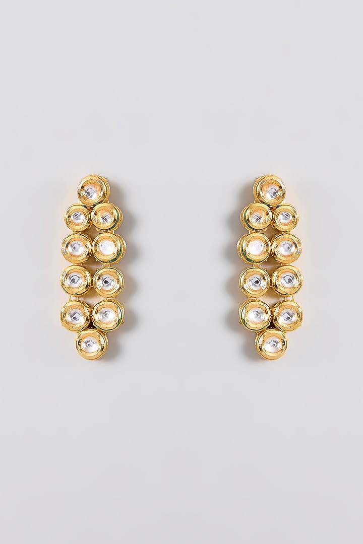 Gold Finish Kundan Polki Handcrafted Necklace Set by Amreli Jaipur at Pernia's Pop Up Shop
