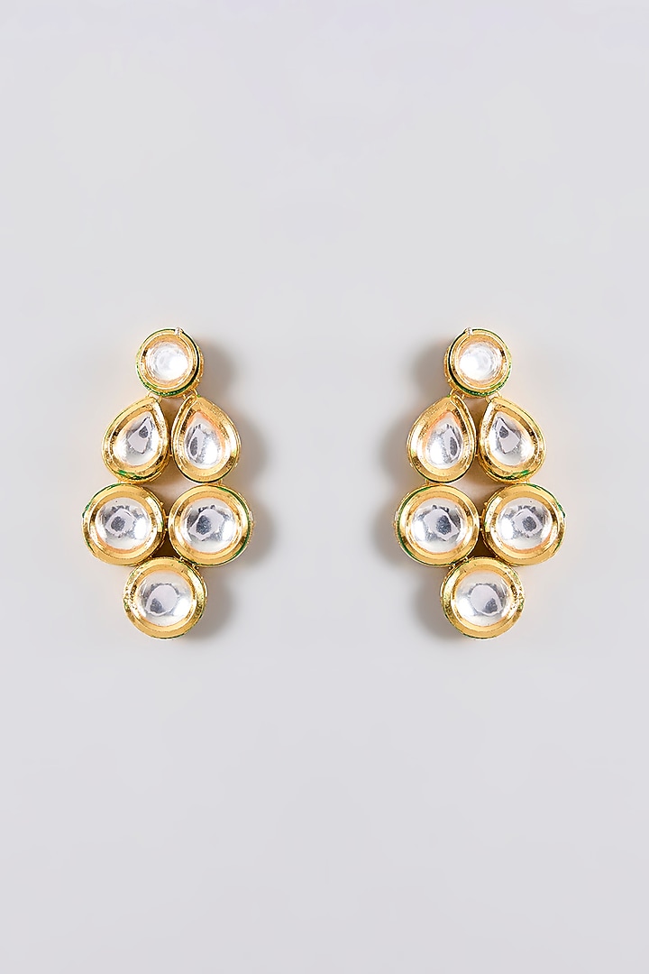 Gold Finish Kundan Polki Handcrafted Necklace Set by Amreli Jaipur at Pernia's Pop Up Shop