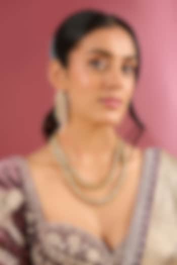 Gold Finish Kundan Polki Handcrafted Necklace Set by Amreli Jaipur at Pernia's Pop Up Shop