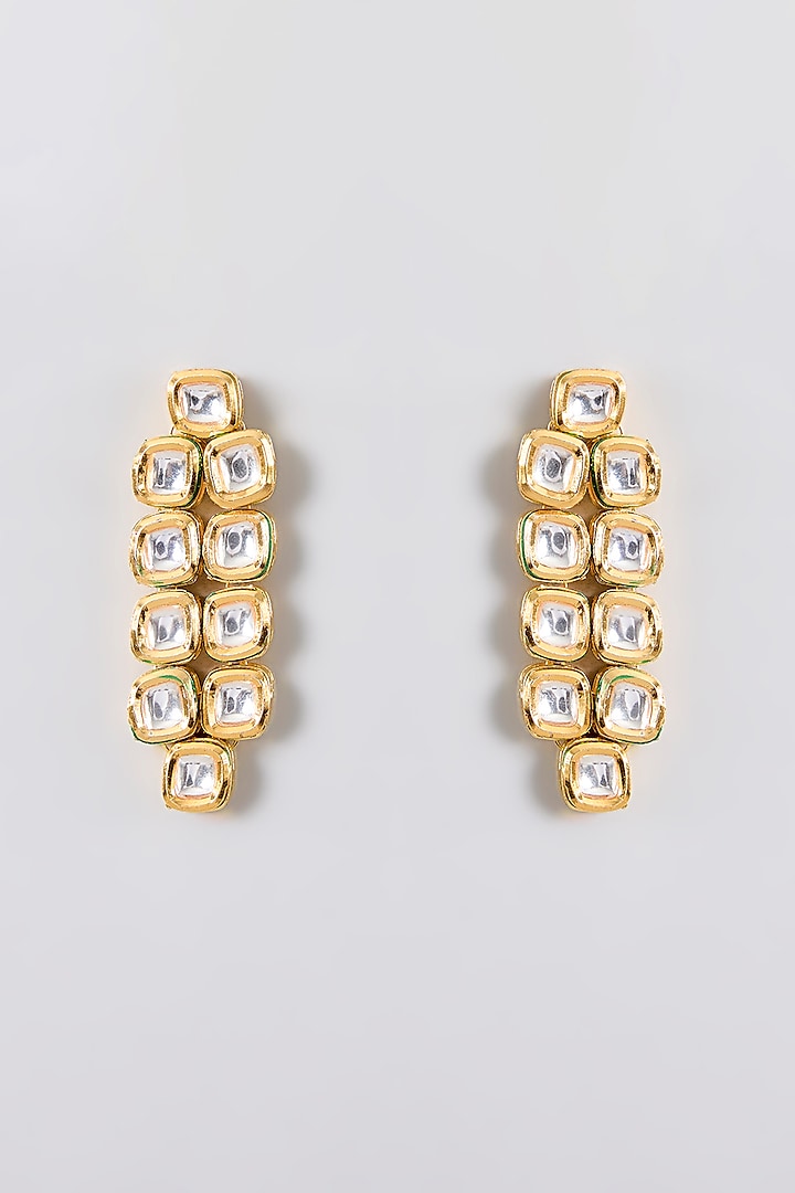 Gold Finish Kundan Polki Handcrafted Necklace Set by Amreli Jaipur at Pernia's Pop Up Shop