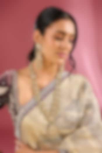 Gold Finish Kundan Polki Handcrafted Necklace Set by Amreli Jaipur at Pernia's Pop Up Shop