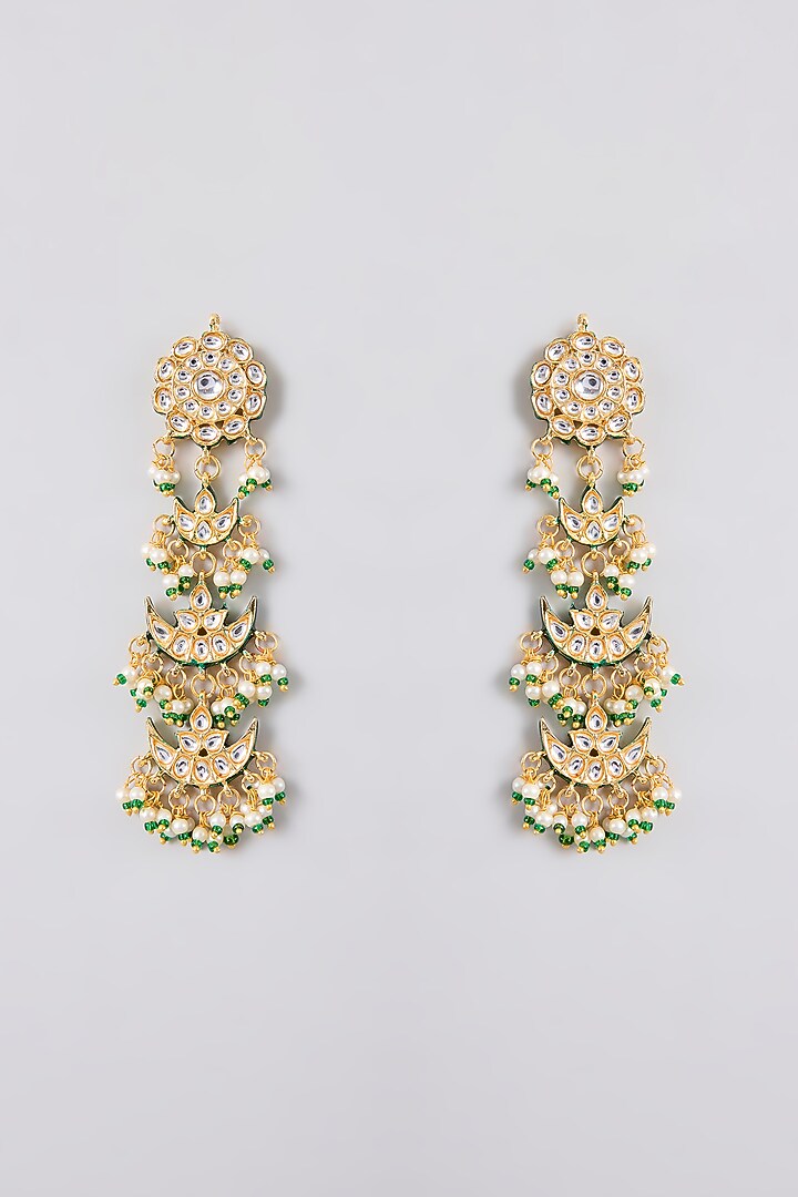 Gold Finish Kundan Polki Handcrafted Necklace Set by Amreli Jaipur at Pernia's Pop Up Shop