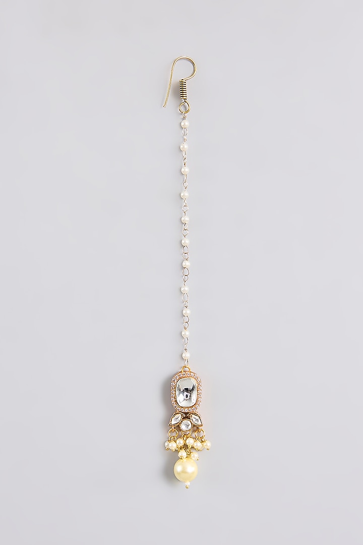Gold Finish Kundan Polki Handcrafted Choker Necklace Set by Amreli Jaipur at Pernia's Pop Up Shop