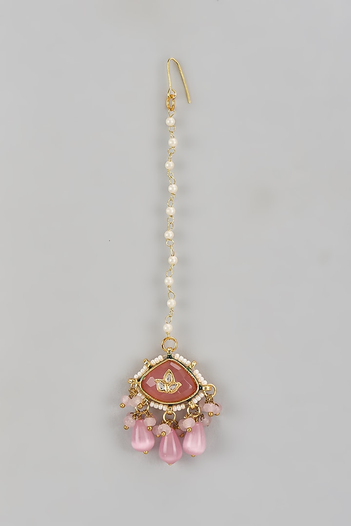 Gold Finish Kundan Polki Dangler Earrings by Amreli Jaipur at Pernia's Pop Up Shop