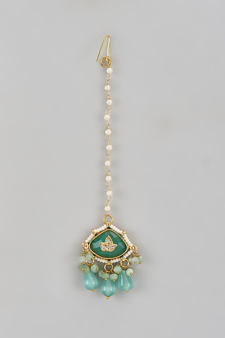 Gold Finish Kundan Polki Dangler Earrings by Amreli Jaipur at Pernia's Pop Up Shop