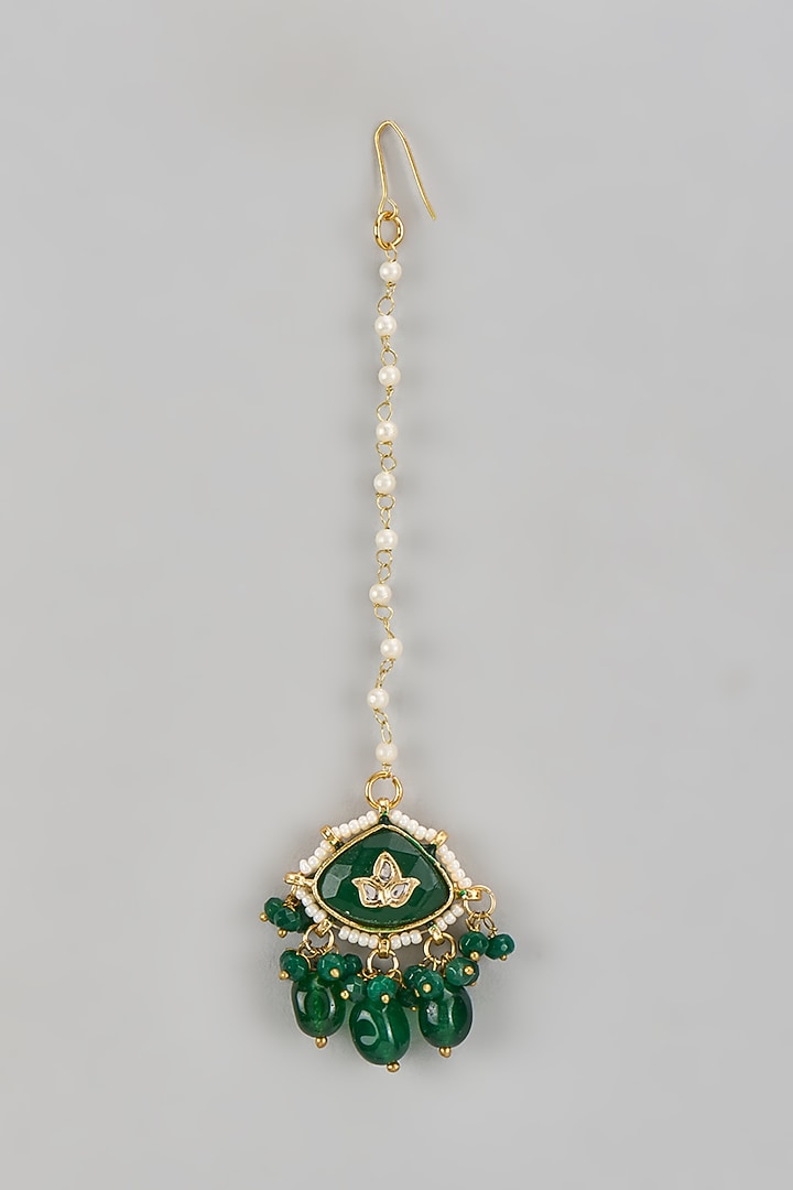 Gold Finish Kundan Polki Dangler Earrings by Amreli Jaipur at Pernia's Pop Up Shop