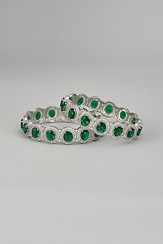 White Finish Zircon Bangles by Amreli Jaipur