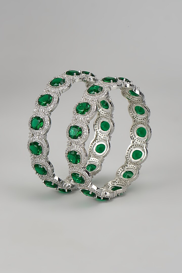 White Finish Zircon Bangles by Amreli Jaipur at Pernia's Pop Up Shop
