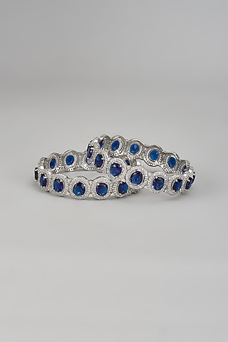 White Finish Zircon Bangles by Amreli Jaipur