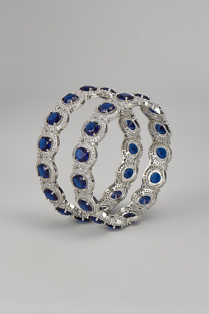White Finish Zircon Bangles by Amreli Jaipur at Pernia's Pop Up Shop