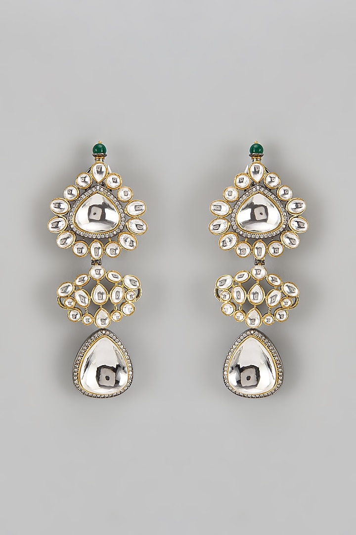 Two Tone Finish Kundan Polki Dangler Earrings by Amreli Jaipur at Pernia's Pop Up Shop