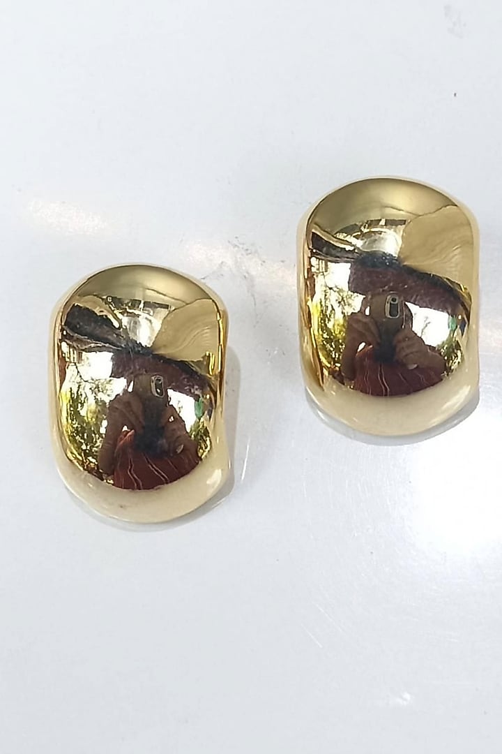 Gold Finish Statement Stud Earrings by Amreli Jaipur at Pernia's Pop Up Shop