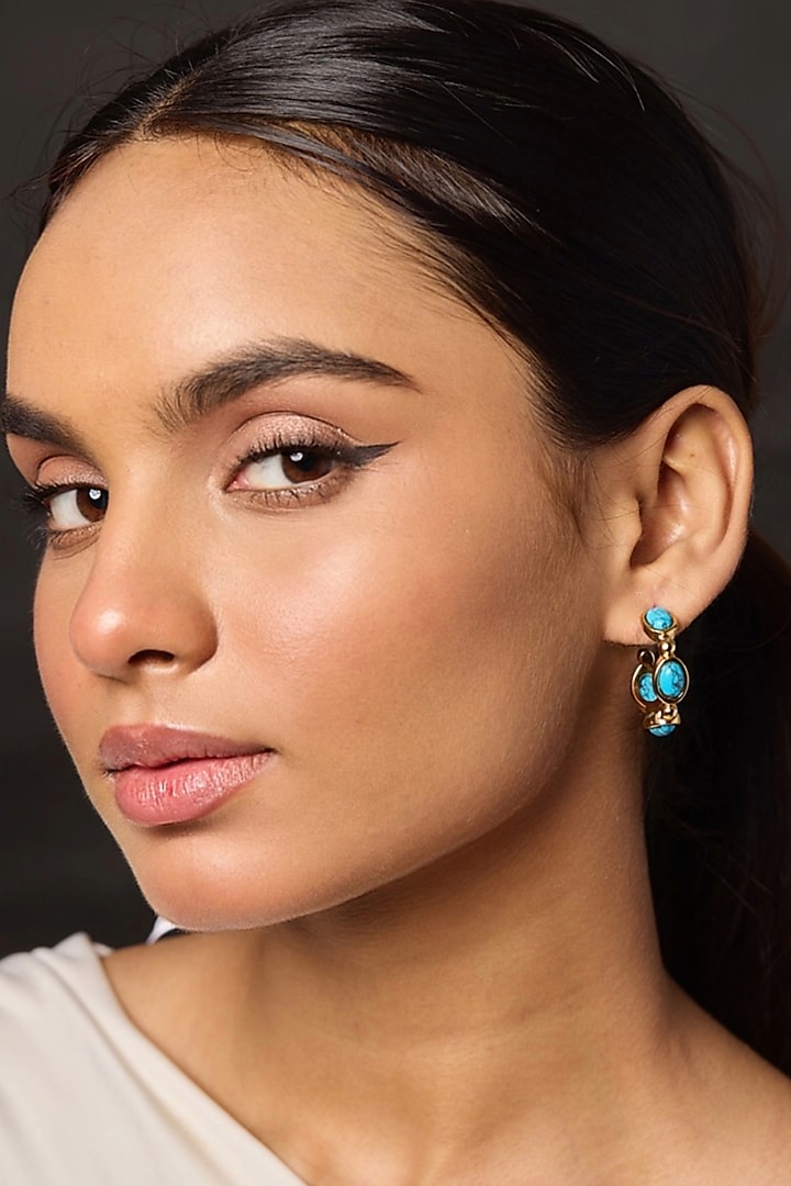 Gold Finish Statement Hoop Earrings by Amreli Jaipur at Pernia's Pop Up Shop