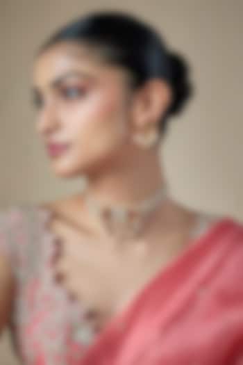 Gold Finish Pachi Kundan Polki & Beaded Choker Necklace Set by Amreli Jaipur at Pernia's Pop Up Shop