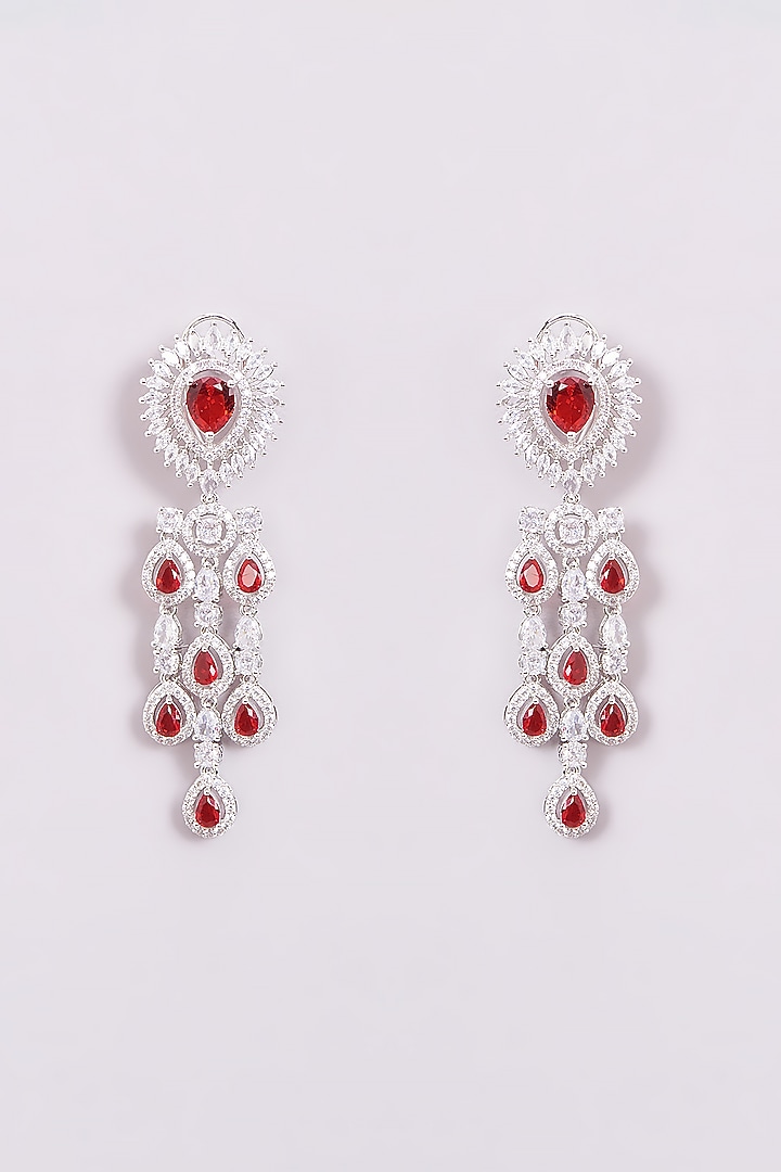 White Finish Zircon & Ruby Necklace Set by Amreli Jaipur at Pernia's Pop Up Shop