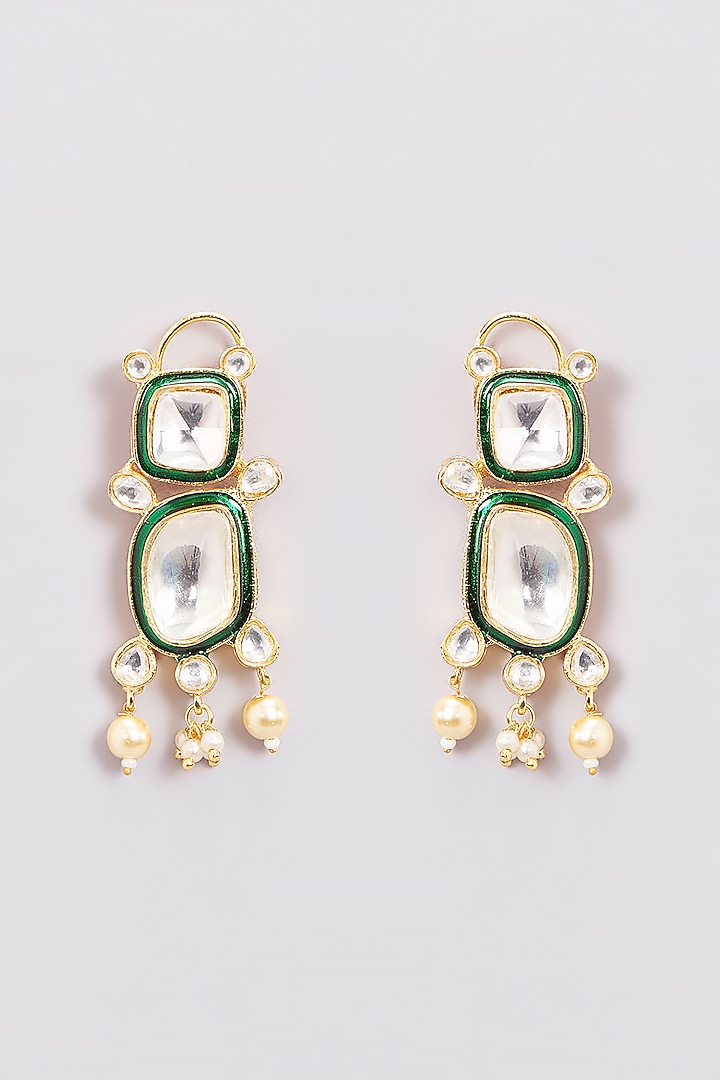 Gold Finish Kundan Polki & Emerald Choker Necklace Set by Amreli Jaipur at Pernia's Pop Up Shop