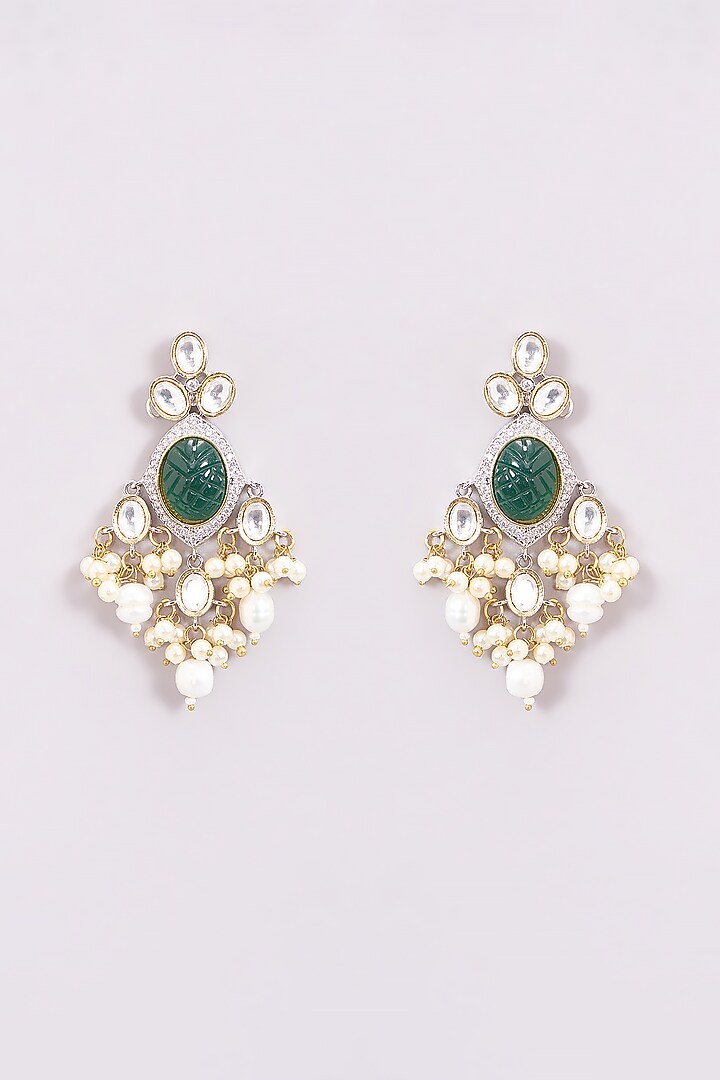 Two Tone Finish Kundan Polki Dangler Earrings by Amreli Jaipur at Pernia's Pop Up Shop