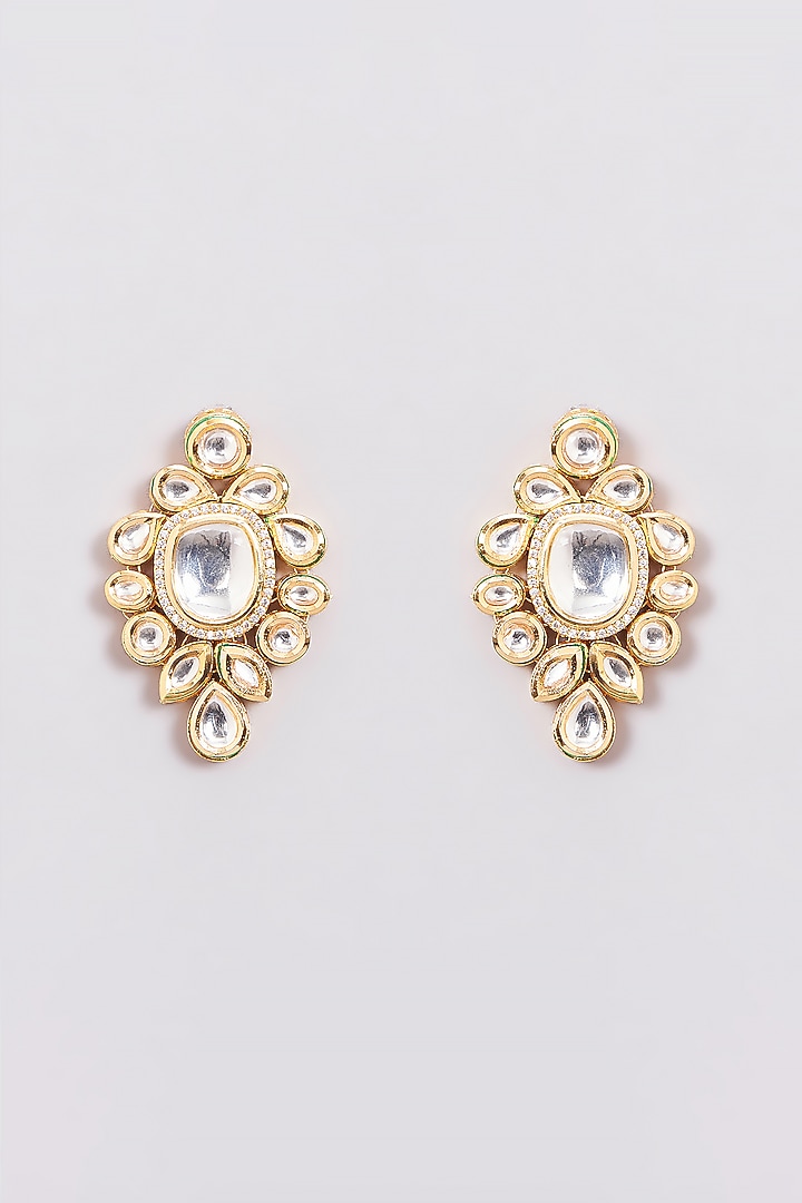 Gold Finish Kundan Polki Necklace Set by Amreli Jaipur at Pernia's Pop Up Shop