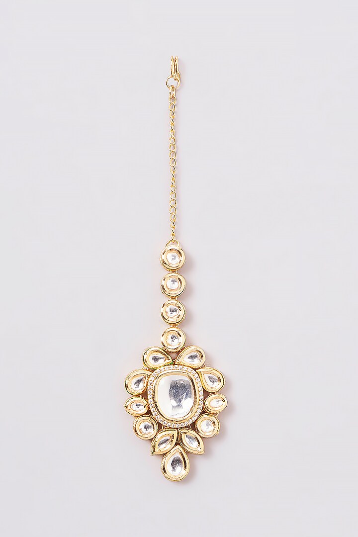 Gold Finish Kundan Polki Necklace Set by Amreli Jaipur at Pernia's Pop Up Shop