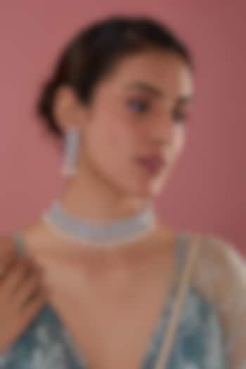 White Finish Zircon Choker Necklace Set by Amreli Jaipur at Pernia's Pop Up Shop