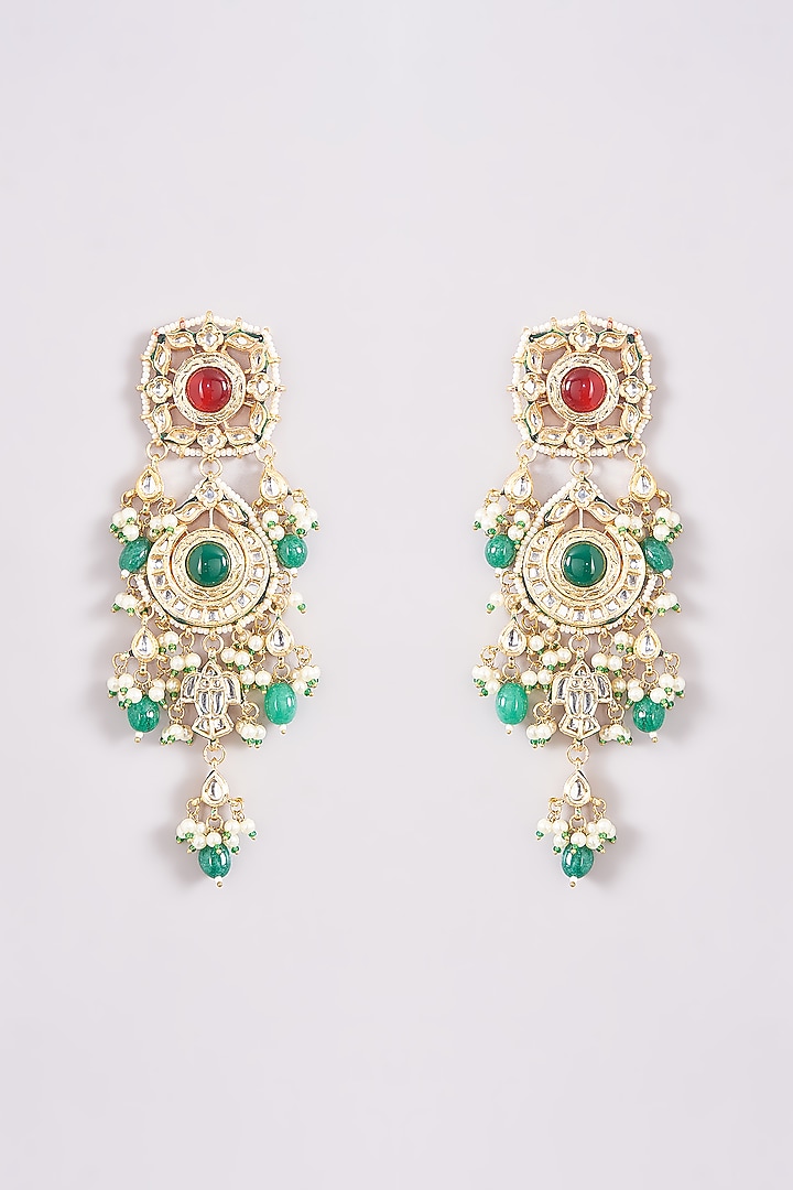 Gold Finish Kundan Polki & Stone Choker Necklace Set by Amreli Jaipur at Pernia's Pop Up Shop