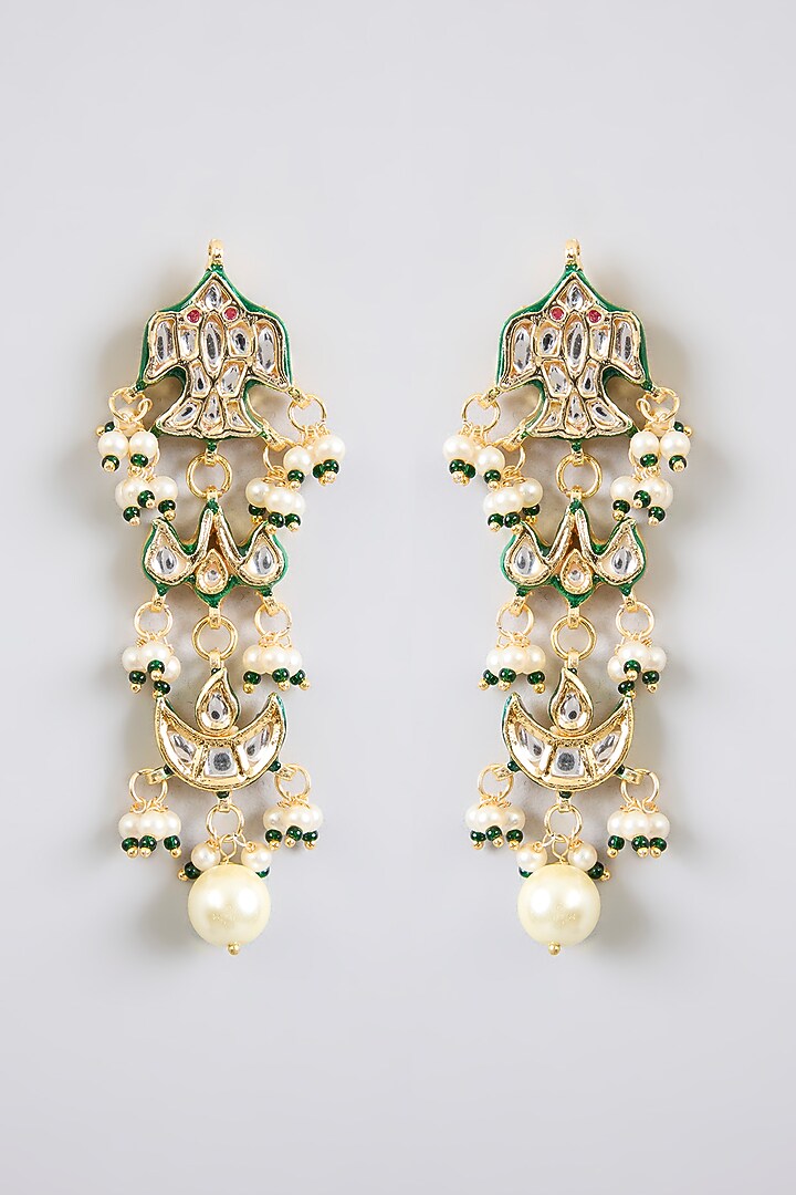 Gold Finish Kundan Polki & Pearl Choker Necklace Set by Amreli Jaipur at Pernia's Pop Up Shop