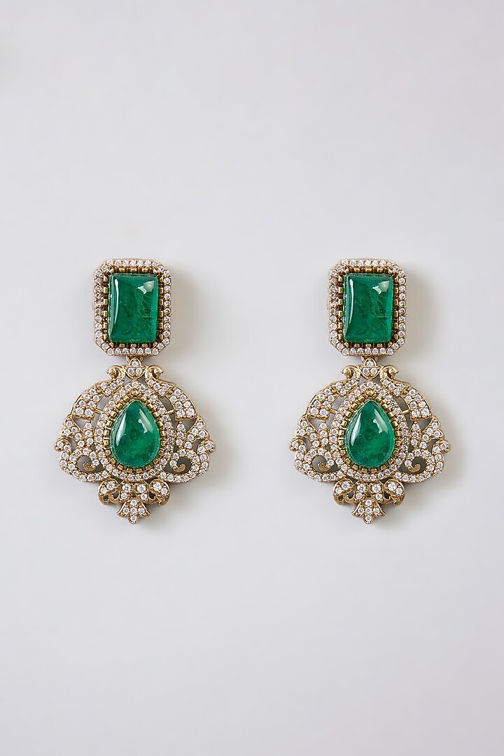 Gold Finish Kundan Polki & Green Stone Choker Necklace Set by Amreli Jaipur at Pernia's Pop Up Shop