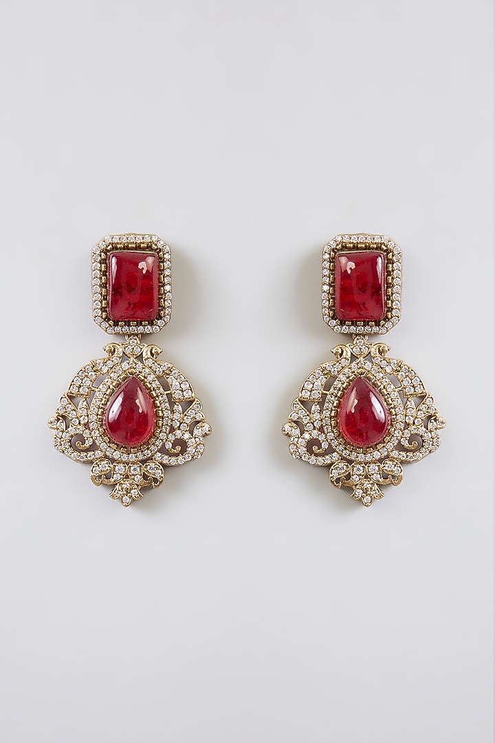 Gold Finish Kundan Polki & Red Stone Choker Necklace Set by Amreli Jaipur at Pernia's Pop Up Shop