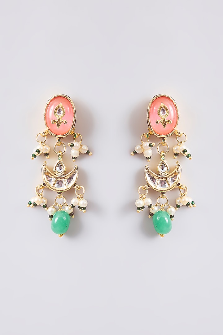 Gold Finish Kundan Polki & Beaded Choker Necklace Set by Amreli Jaipur at Pernia's Pop Up Shop