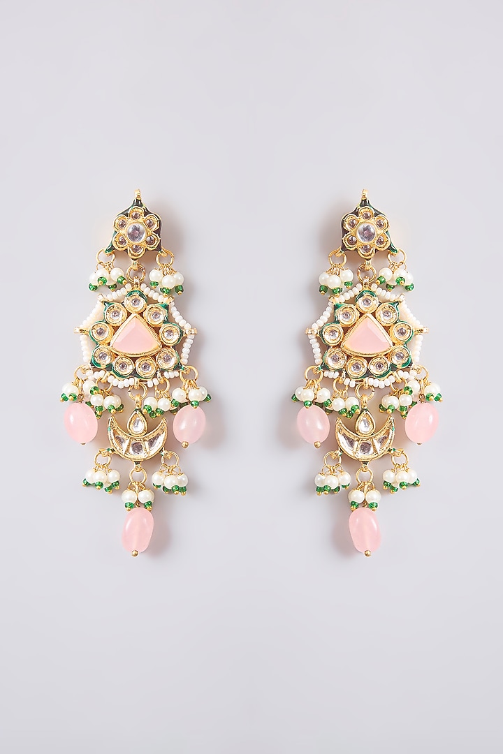 Gold Finish Kundan Polki & Pink Beaded Choker Necklace Set by Amreli Jaipur at Pernia's Pop Up Shop