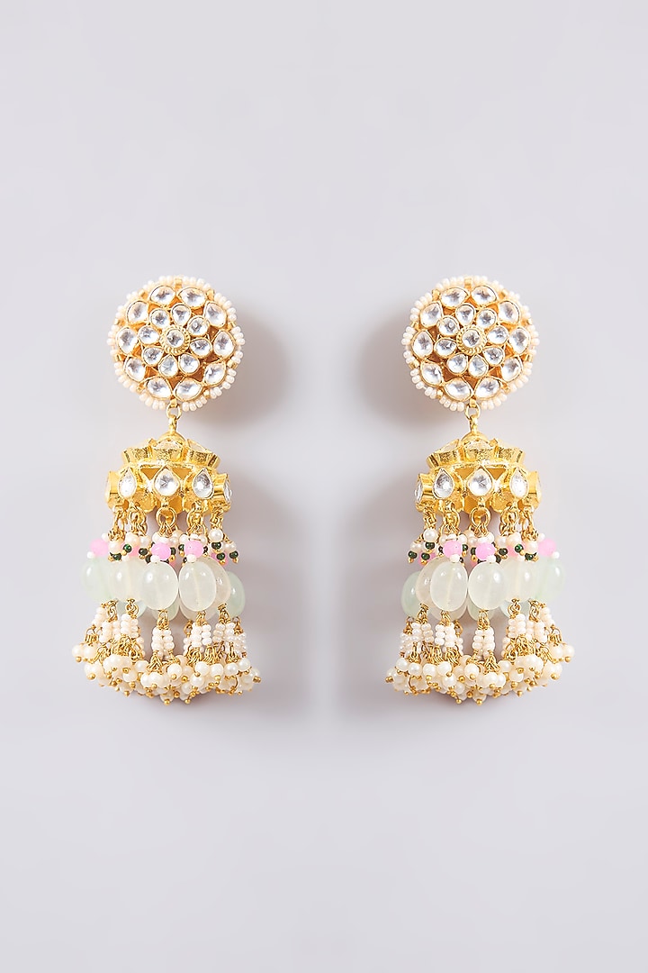 Gold Finish Kundan Polki & Beaded Choker Necklace Set by Amreli Jaipur at Pernia's Pop Up Shop