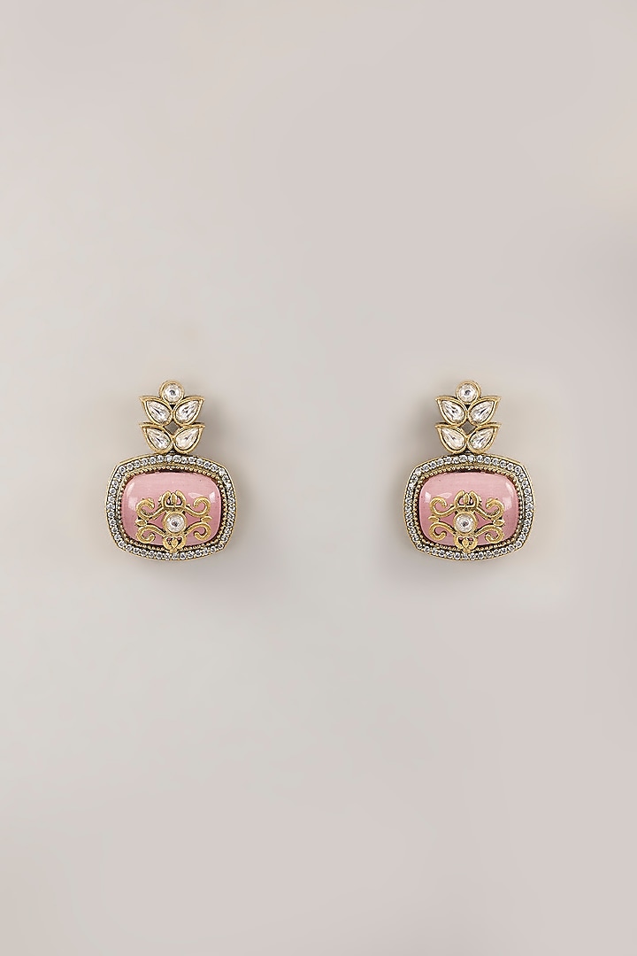 Gold Finish Pink Kundan Polki Choker Necklace Set by Amreli Jaipur at Pernia's Pop Up Shop