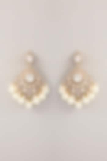 Gold Finish Kundan Polki & Pearl Dangler Earrings by Amreli Jaipur at Pernia's Pop Up Shop