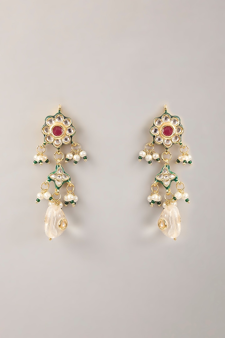 Gold Plated Red Kundan Polki Choker Necklace Set by Amreli Jaipur at Pernia's Pop Up Shop