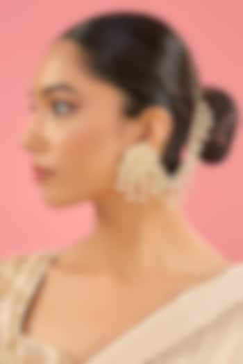 Gold Finish Kundan Polki & Pearl Dangler Earrings by Amreli Jaipur at Pernia's Pop Up Shop