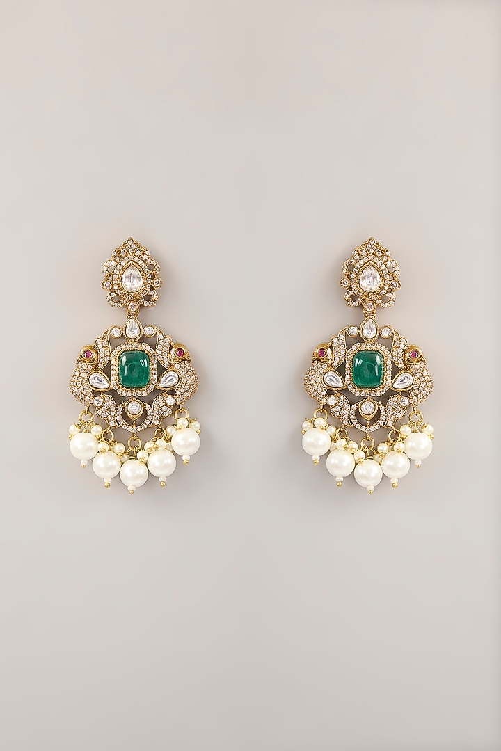 Victorian Gold Finish Kundan Polki & Pearl Choker Necklace Set by Amreli Jaipur at Pernia's Pop Up Shop