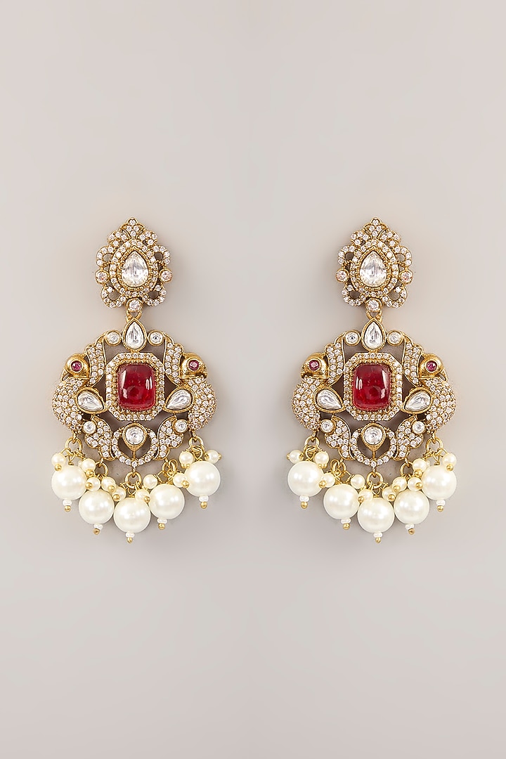 Victorian Gold Finish Kundan Polki & Pearl Choker Necklace Set by Amreli Jaipur at Pernia's Pop Up Shop