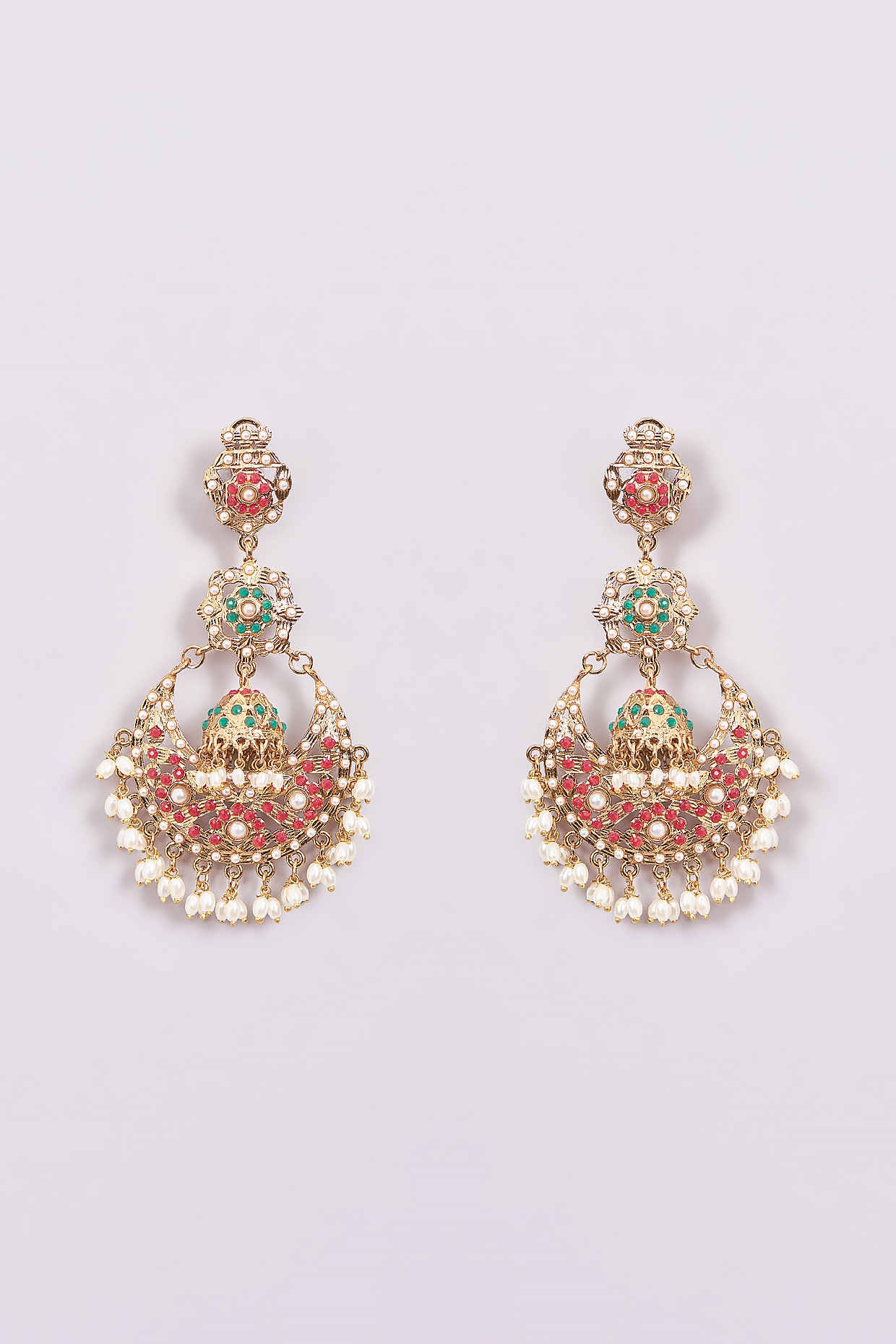 Gold Plated Traditional Antique Earring With American diamond, Kundan, Mint  and Colored Stone for women/Girls online In Gloriya Jaipur.