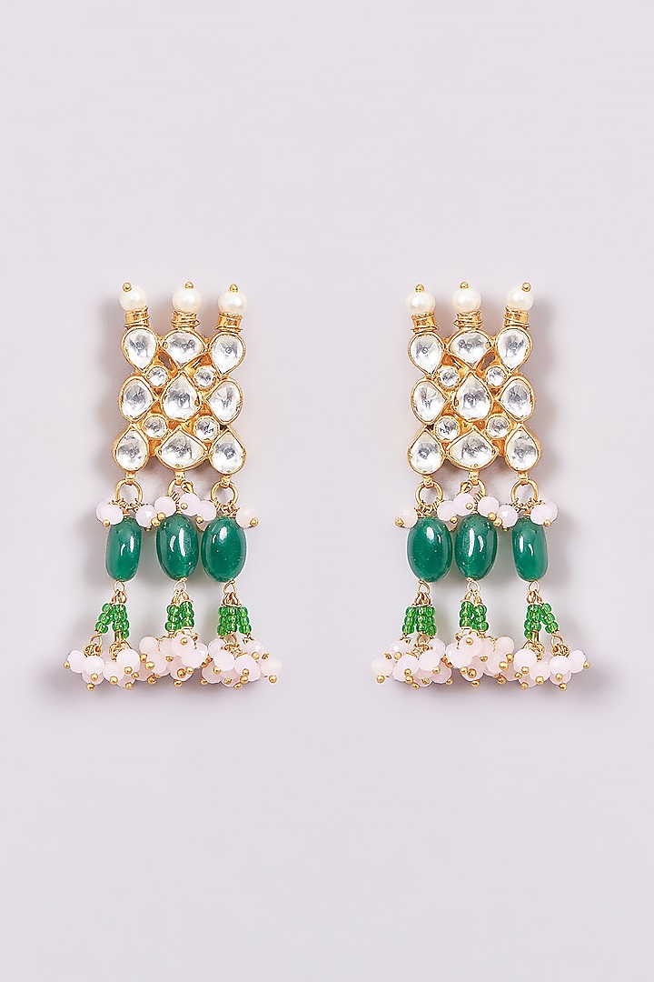 Gold Finish Kundan Polki Choker Necklace Set by Amreli Jaipur at Pernia's Pop Up Shop