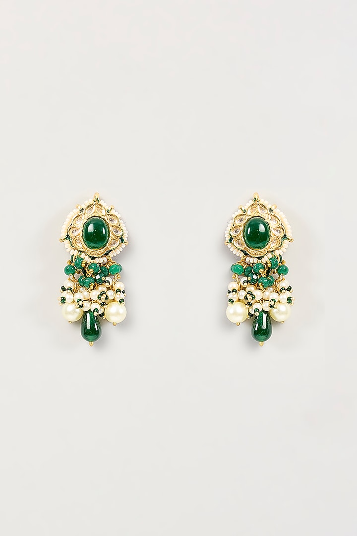 Gold Finish Kundan Polki Necklace Set by Amreli Jaipur at Pernia's Pop Up Shop