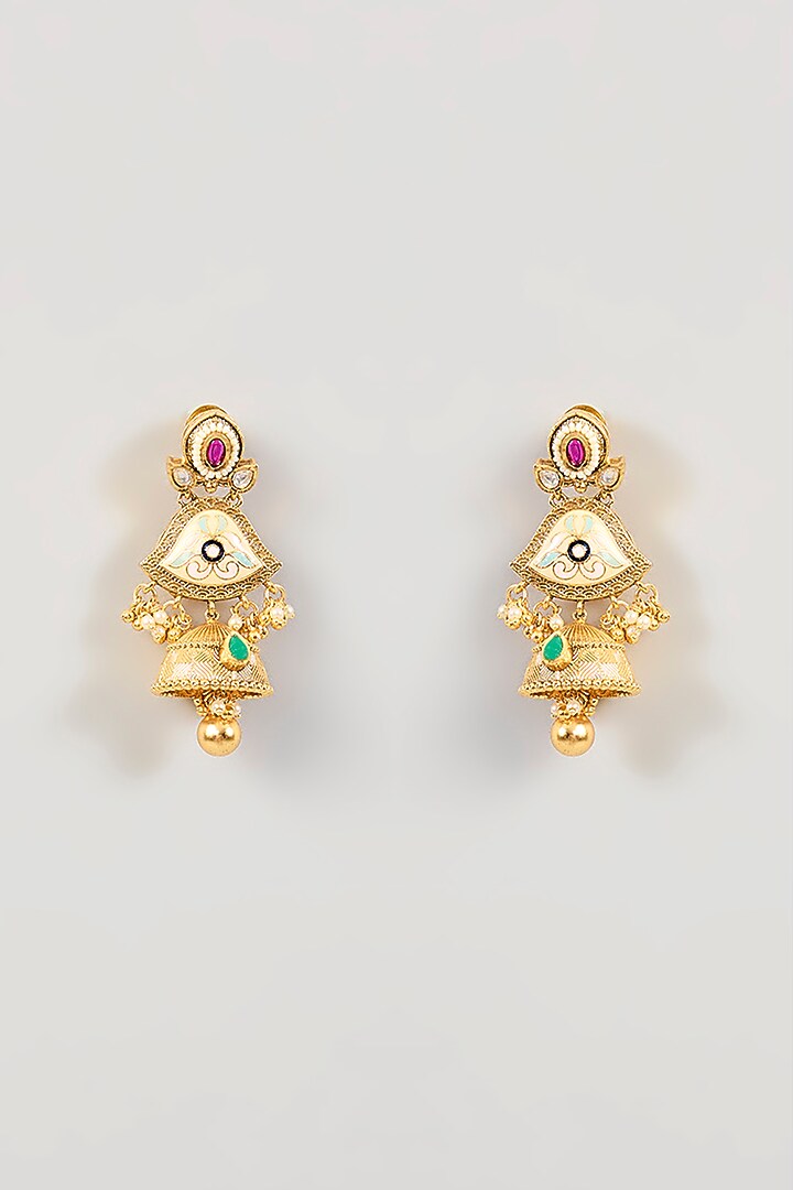 Gold Finish Kundan Polki & Kemp Stone Necklace Set by Amreli Jaipur at Pernia's Pop Up Shop