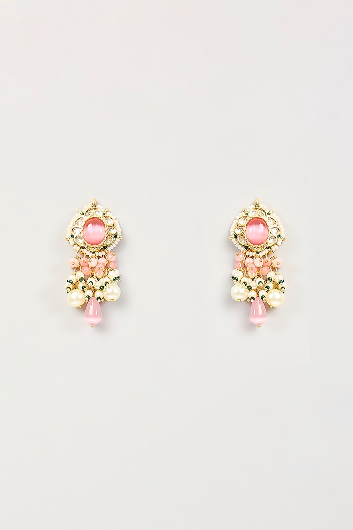 Gold Finish Kundan Polki Necklace Set by Amreli Jaipur at Pernia's Pop Up Shop