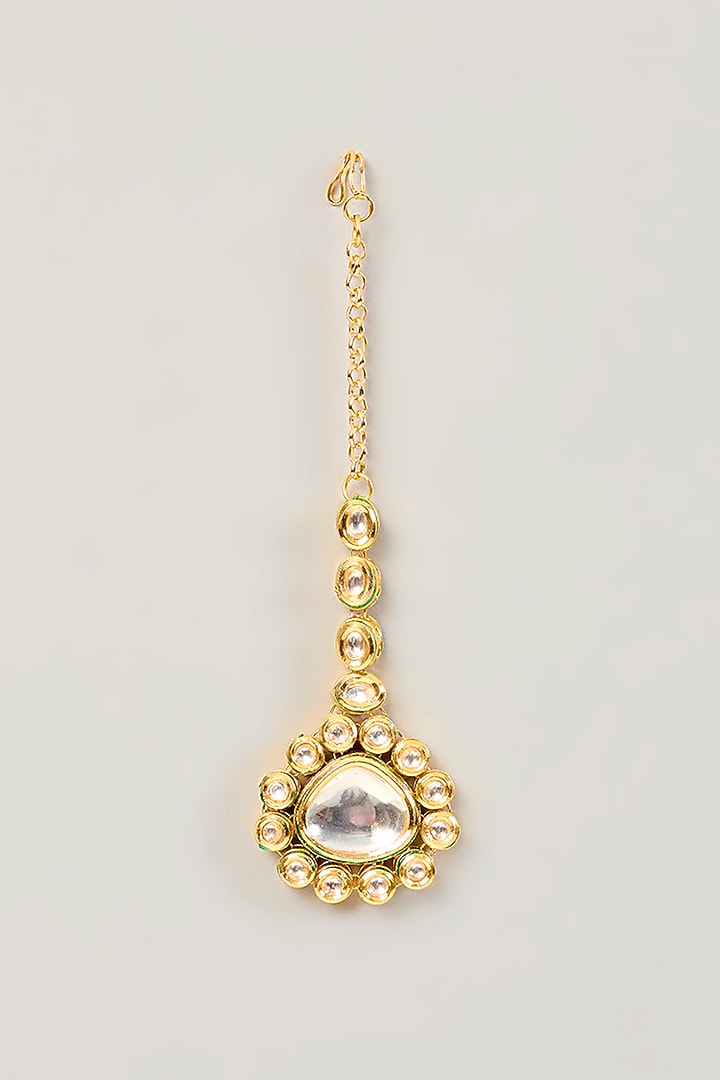 Gold Finish Kundan Polki Choker Necklace Set by Amreli Jaipur at Pernia's Pop Up Shop