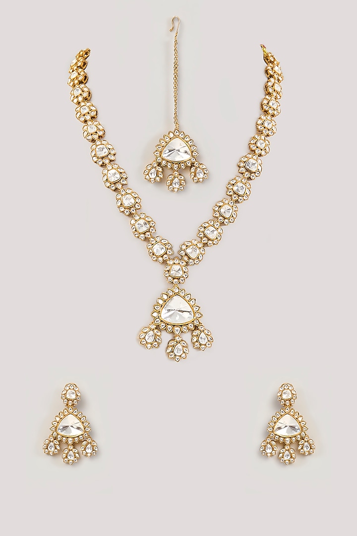 Two Tone Finish Kundan Polki Necklace Set by Amreli Jaipur at Pernia's Pop Up Shop