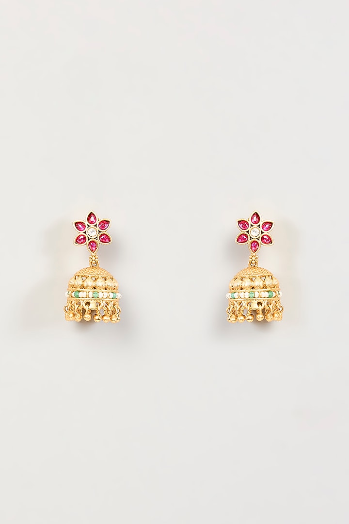 Gold Finish Kundan Polki & Kemp Stone Necklace Set by Amreli Jaipur at Pernia's Pop Up Shop