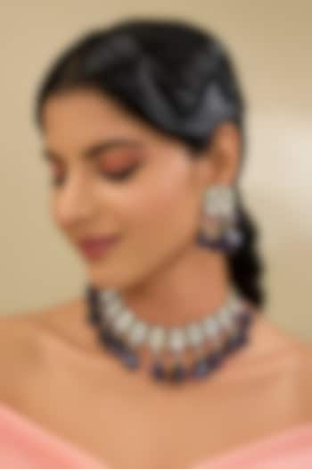 Two Tone Finish Kundan Polki & Tumble Beaded Choker Necklace Set by Amreli Jaipur at Pernia's Pop Up Shop