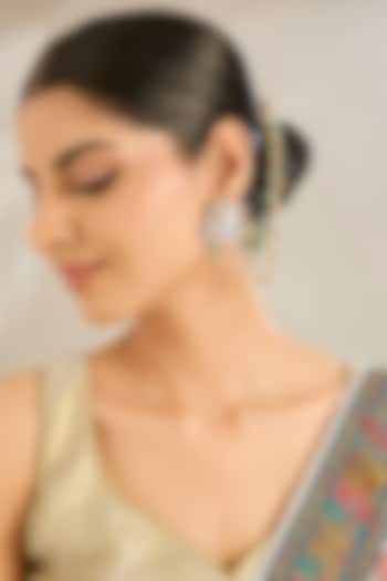 Gold Finish Kundan Polki Dangler Earrings With Ear Chains by Amreli Jaipur at Pernia's Pop Up Shop