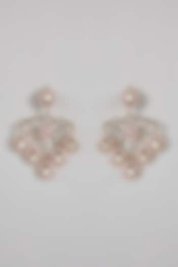 Gold Finish Pink Kundan Polki Chandbali Earrings by Amreli Jaipur at Pernia's Pop Up Shop